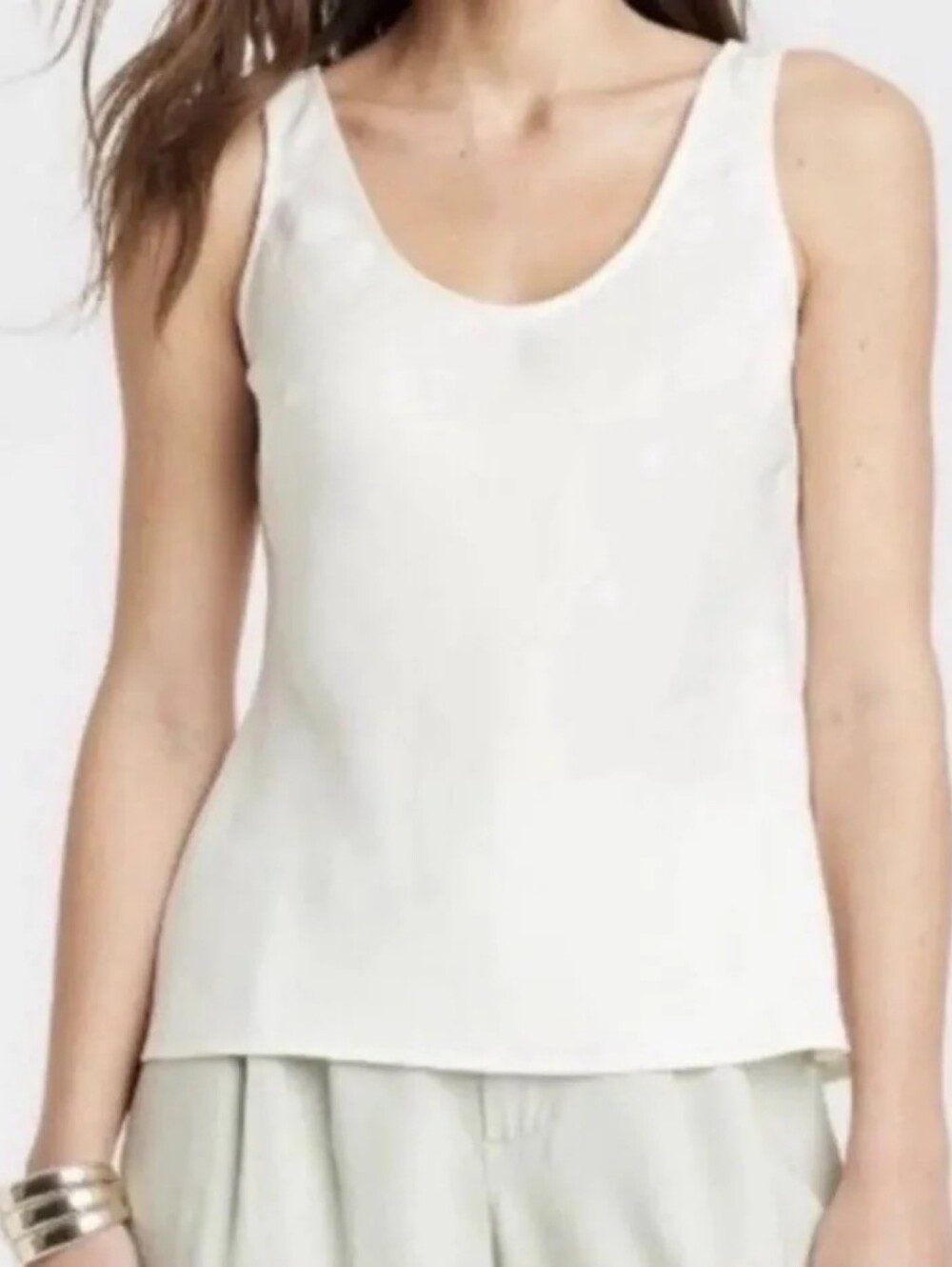 A New Day Women's Satin Scoop Neck Tank Top - White Cream *NWT*